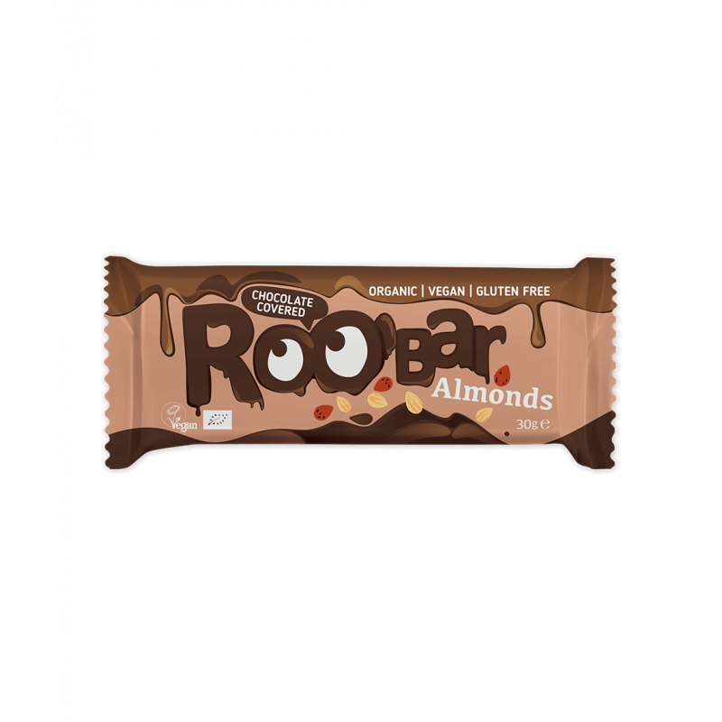 Suklaakuorrutteinen mantelipatukka 30g, Roobar Suklaakuorrutteinen mantelipatukka 30g, Roobar