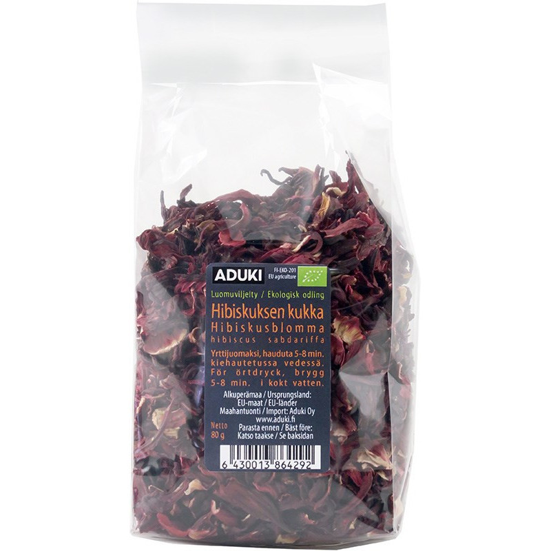 Hibiskuksenkukka, kuivattu 80 g, Luomu Hibiskuksenkukka, kuivattu 80 g, Luomu