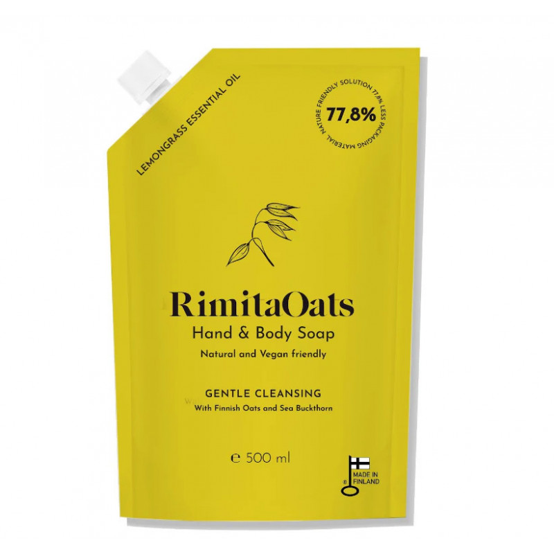 RimitaOats saippuan täyttöpussi, 500 ml