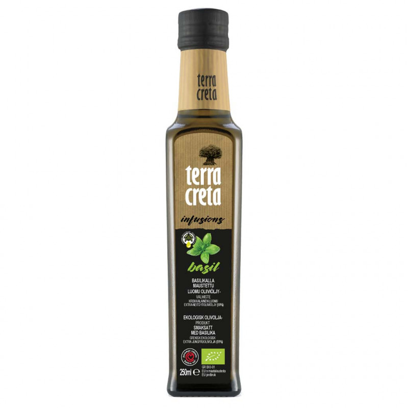 Terra Creta Bio Infusion extra virgin olivolja med basilika, ekologisk 250ml