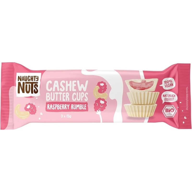 Valkosuklaa Cashew & Vadelma 39g, Luomu