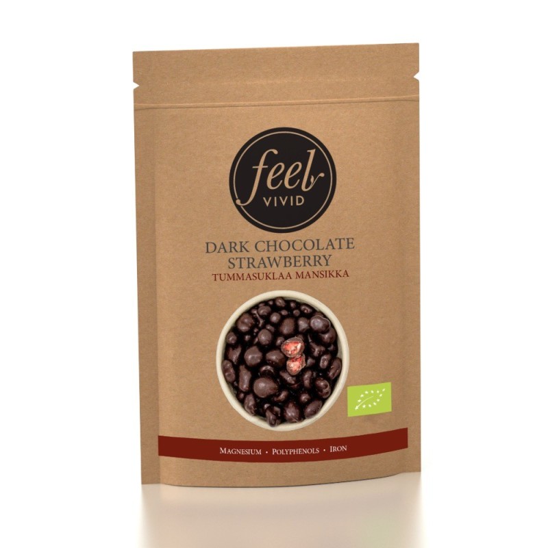Mörk choklad Jordgubb 350 g, Ekologisk