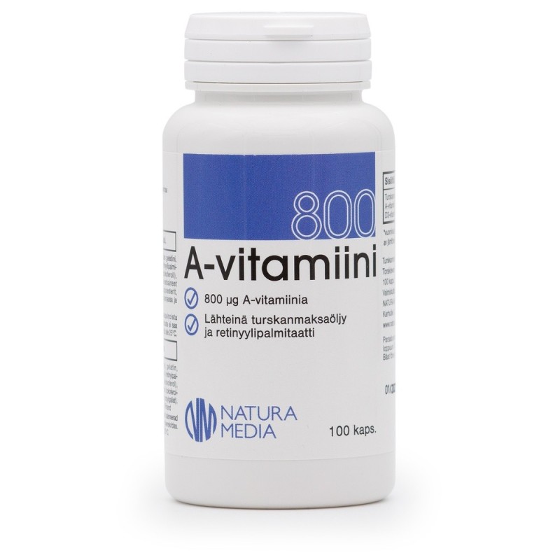 Vitamin A 800 ug, 100 kaps, Natura Media