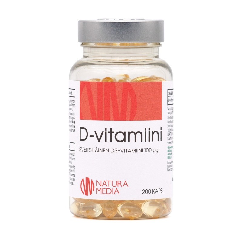 Vitamin D3 100 ug 200 kaps, Natura Media