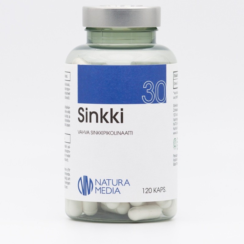 Zink 30 mg, 120 kapslar, Natura Media