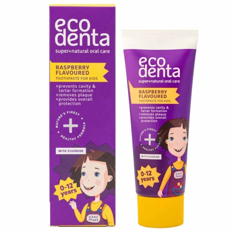 Ecodenta Raspberry flavoured toothpaste for kids - Lasten hammastahna 75ml